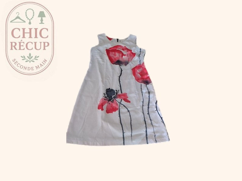 Robe d'été Hippocampe - Fr 42 - Blanc - Coquelicot