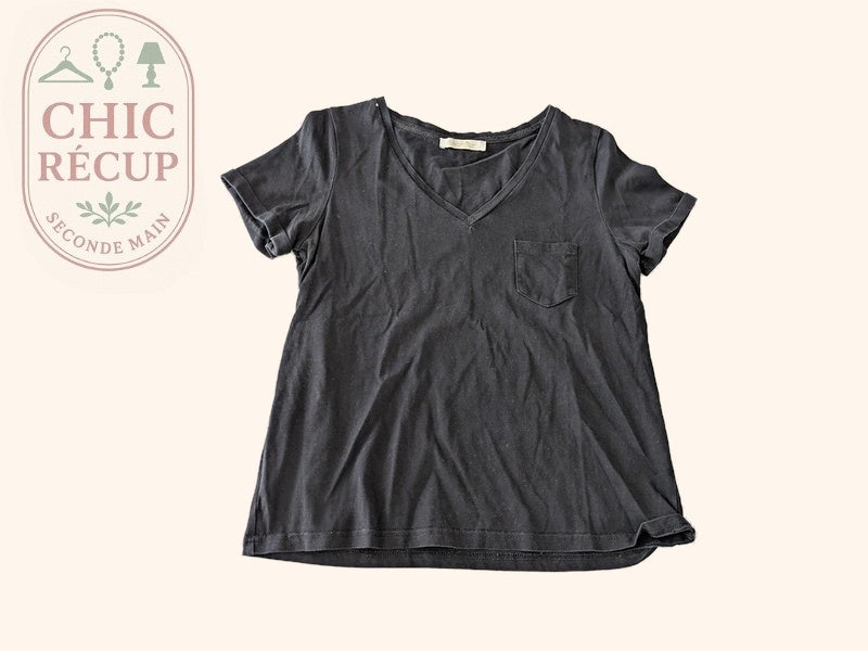 T-shirt col V Charlior - S - Noir - 911065