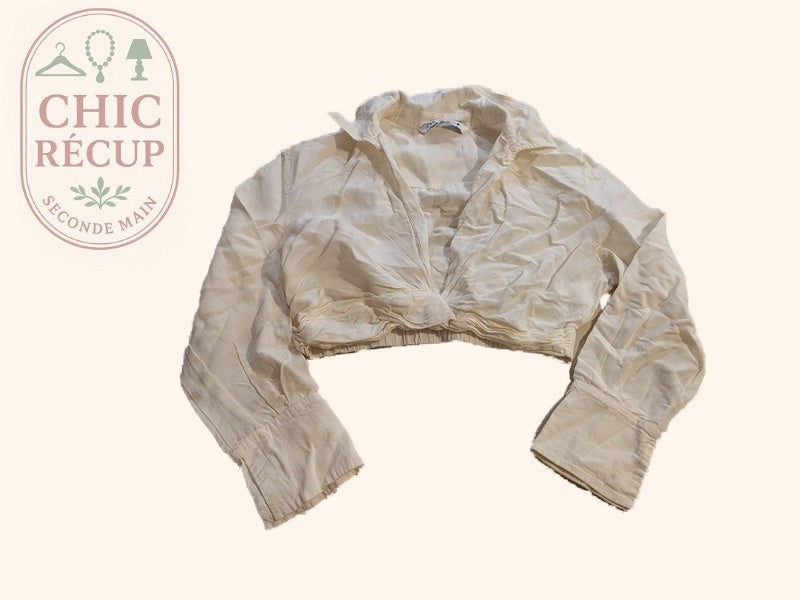 Crop top Zara - Xs - Crème - Mélange lin et viscose