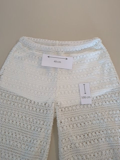 Pantalon large wide leg undiz M blanc dentelle plage