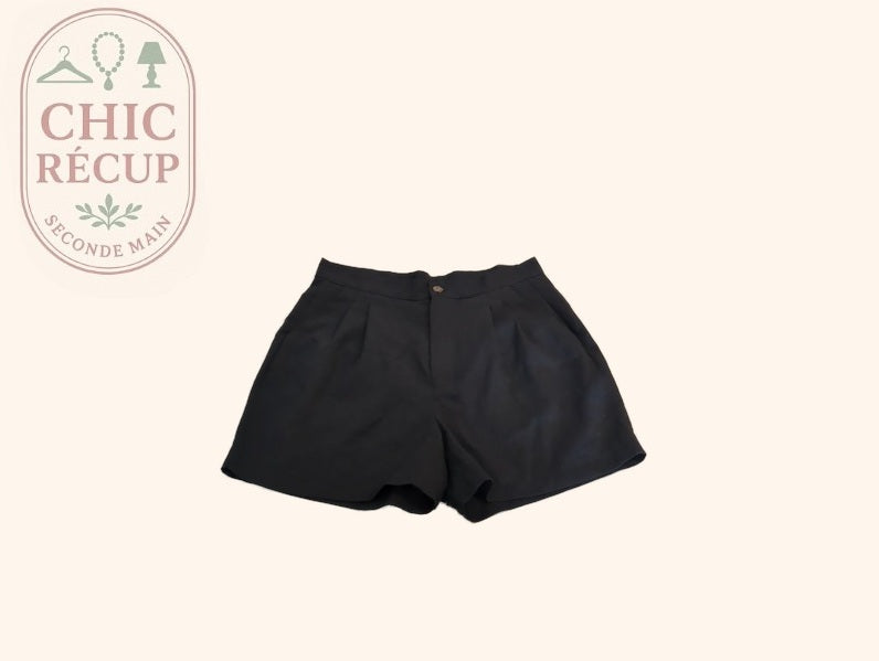 Short taille haute Shein - 40 - Noir - Fluide plis