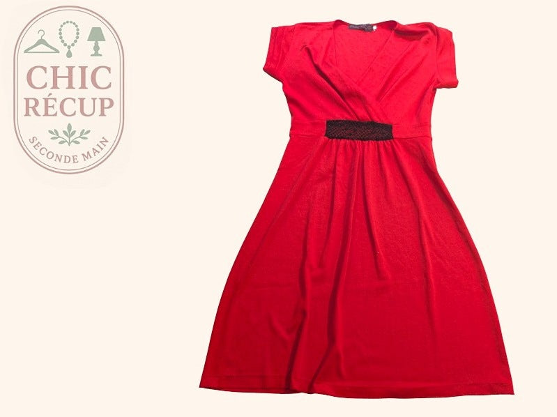 Robe Midi Phalaenopsia - M - Rouge - Casor-1