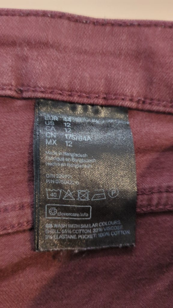 Pantalon slim H&m - 44 - Bordeaux - L.o.g.g.