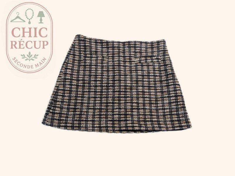 Jupe courte Mng - L - Noir - Carreaux