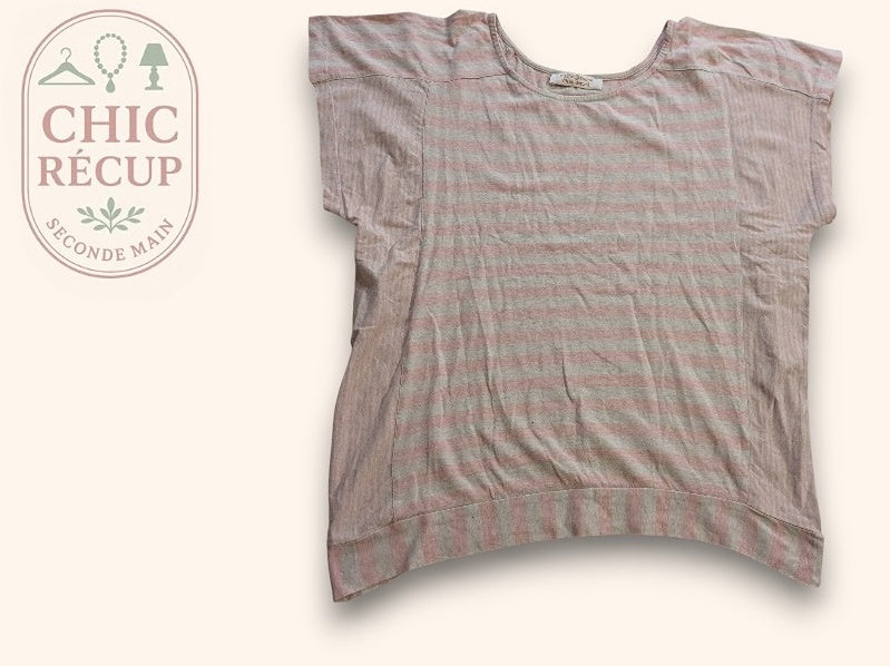 Blouse Cache Cache - S - Crème, Rose - Qubur-67