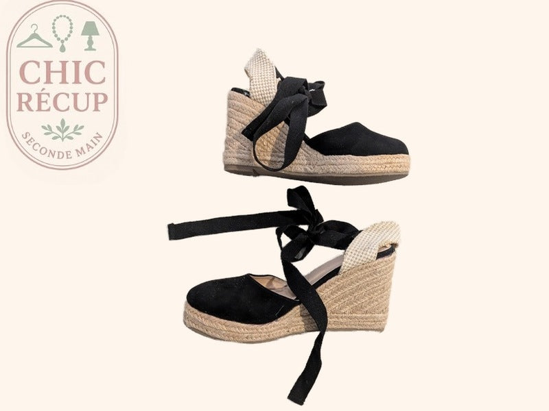 Sandales Femme Espadrilles - 37 - Noir