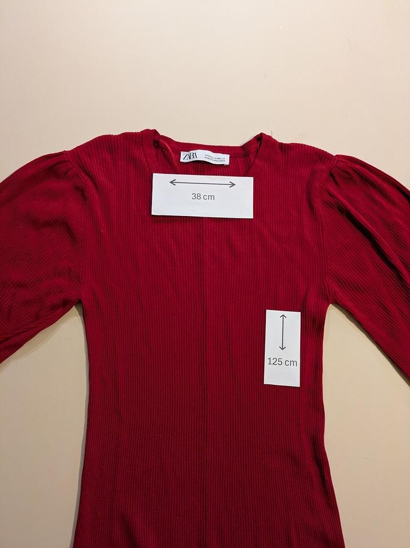 Robe Longue Zara - M - Rouge - Olaga-04