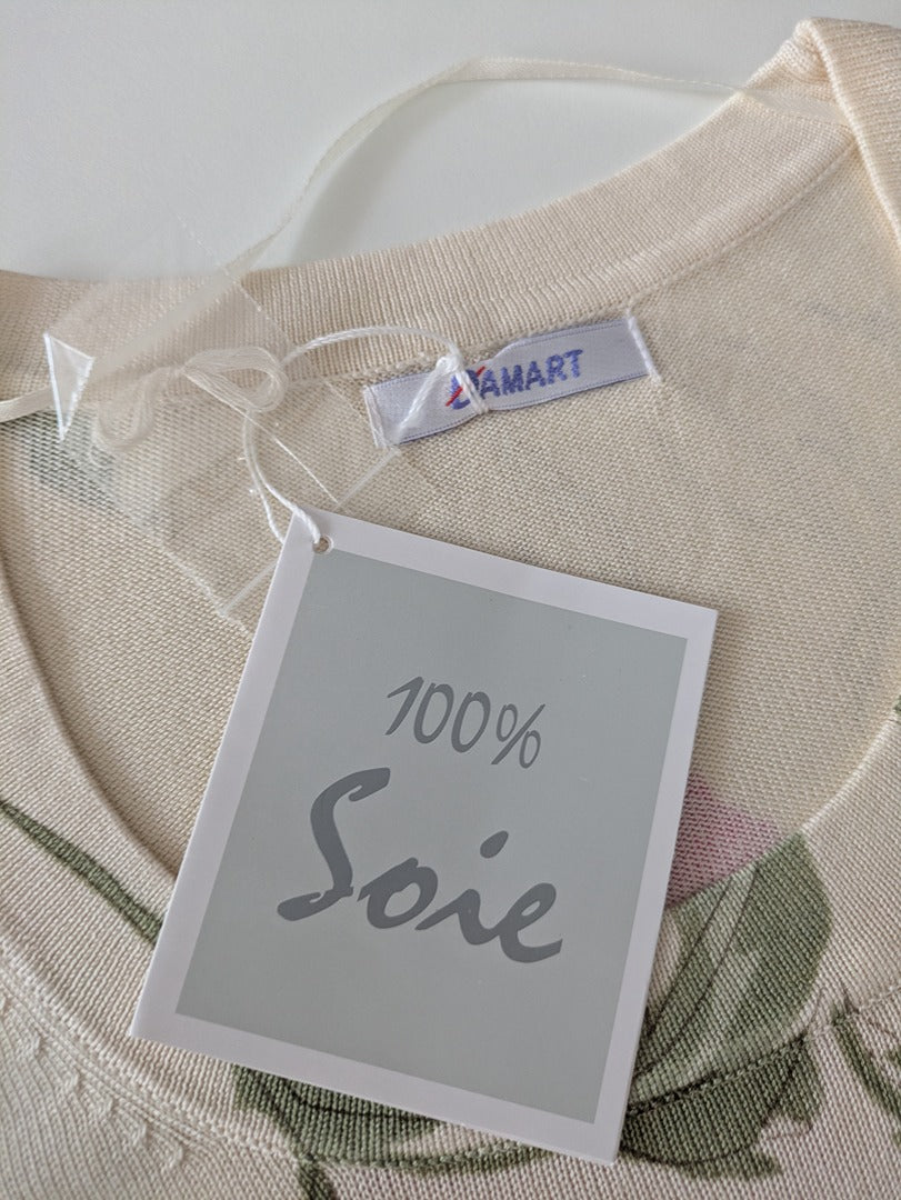 Top Damart - M - Crème - Floral Soie