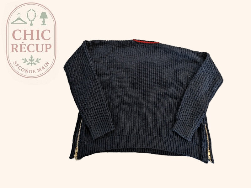 Pull Jennyfer - M - Bleu Marine - Maille à Patchs