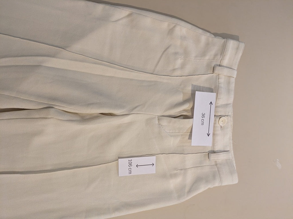 Pantalon à Jambes Large Zara - S - Crème - Mache-36