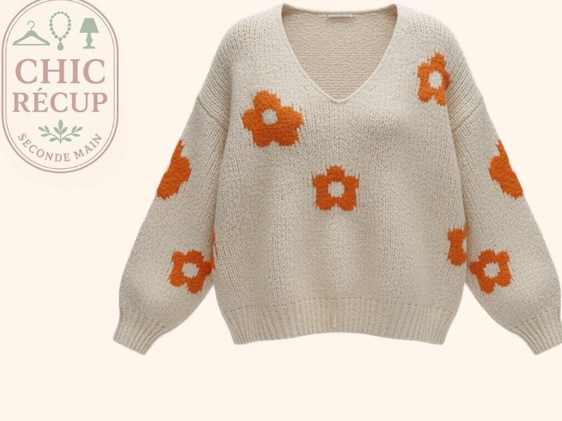 Pull D'hiver Made In Italy - L - Crème/orange - Lubel-44