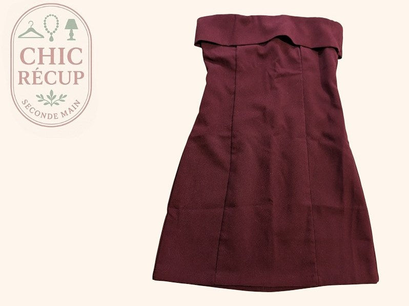 Robe Sans Bretelles Stradivarius - Xs - Bordeaux - Vabar-17
