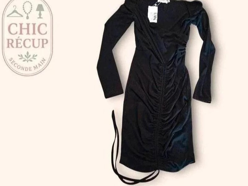 Robe Midi Flounce London - S - Noir - Lerom-17