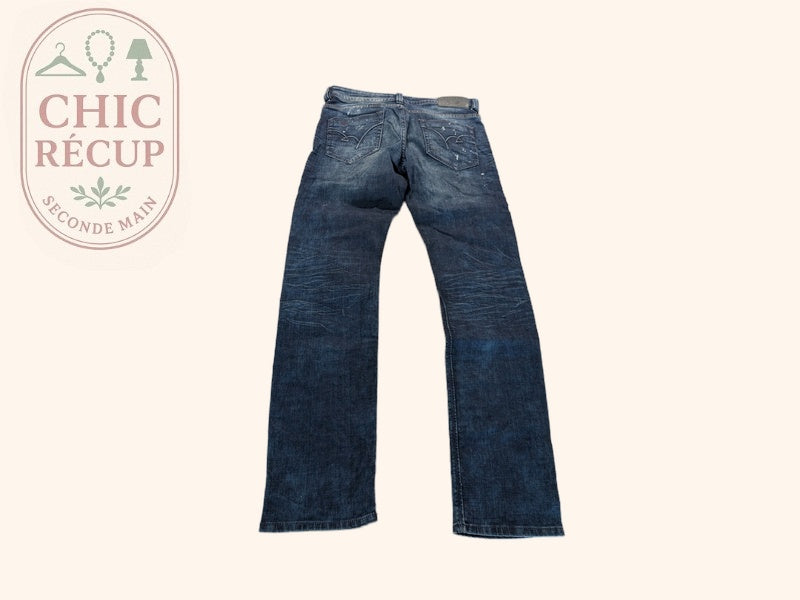 Jean straight Kaporal - 42 - Bleu - Effet usé