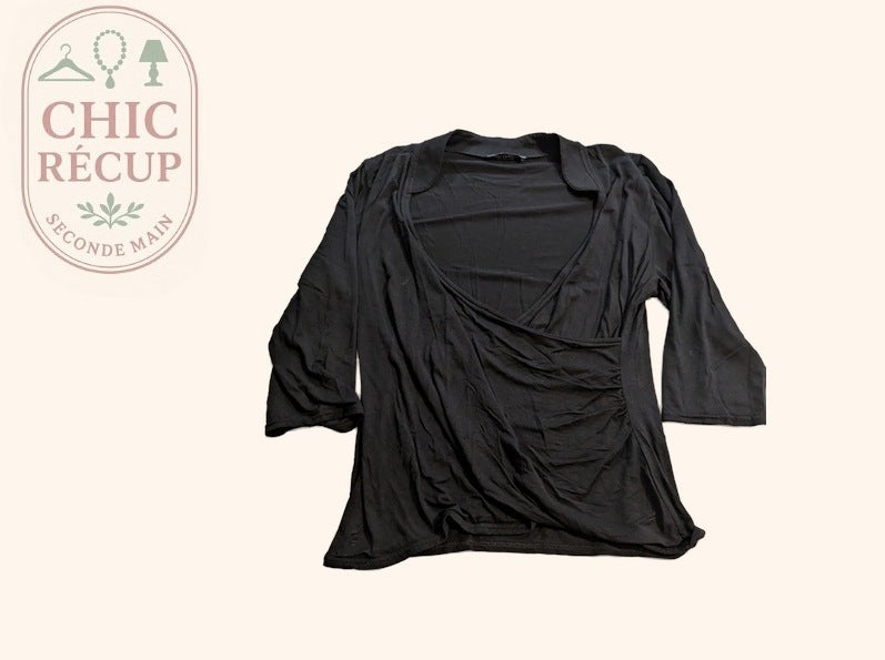 Blouse Cassis - M - Noir - Cache-cœur