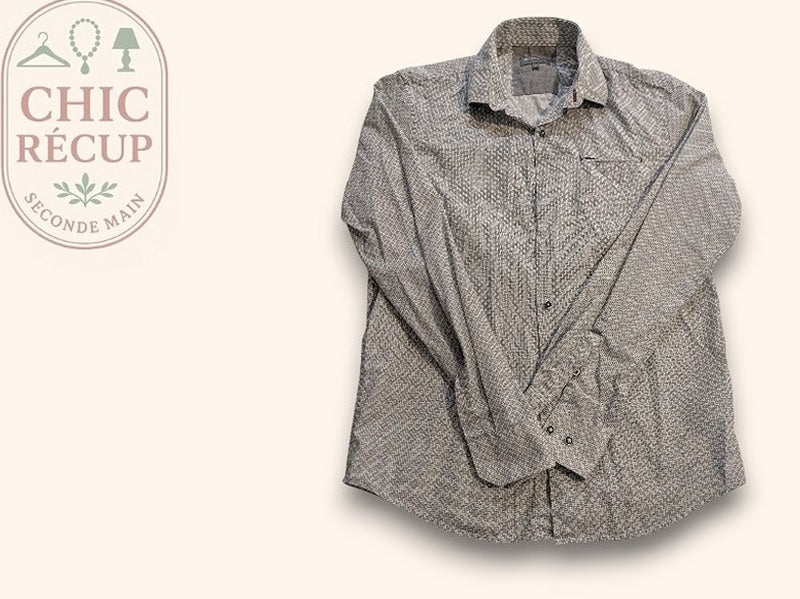 Chemise Unie Olly Gan - S - Gris, Blanc - Ayzan-98