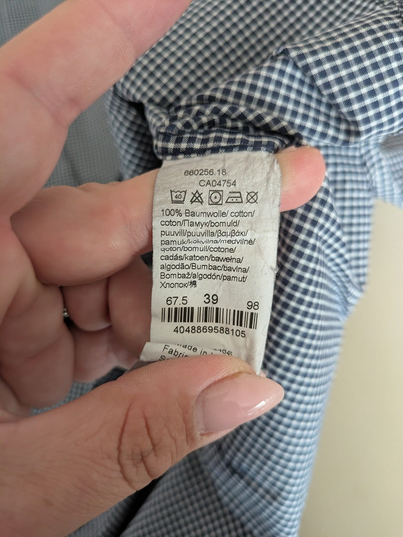 Chemise à Carreaux Seidensticker - M - Marine - Saaug-12
