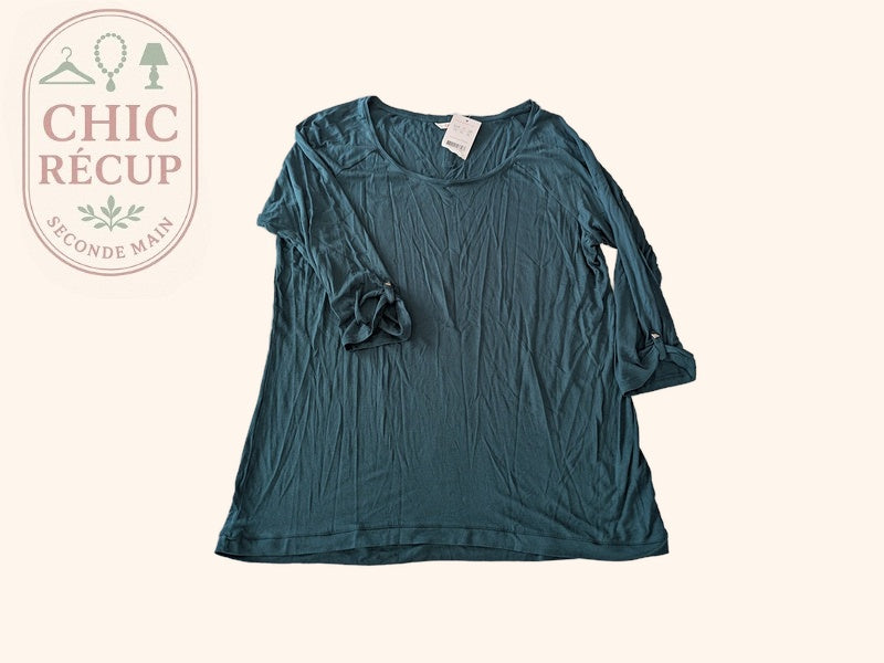 Blouse ¾ Camaïeu - Xl - Vert Foncé - Labag-335