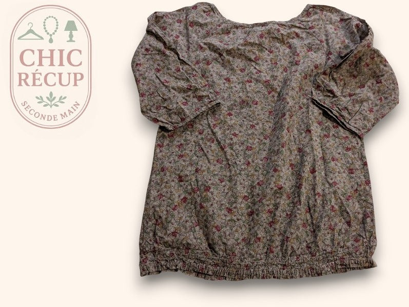 Blouse Manches Courtes Camaïeu - 44 - Marron - Qubur-129