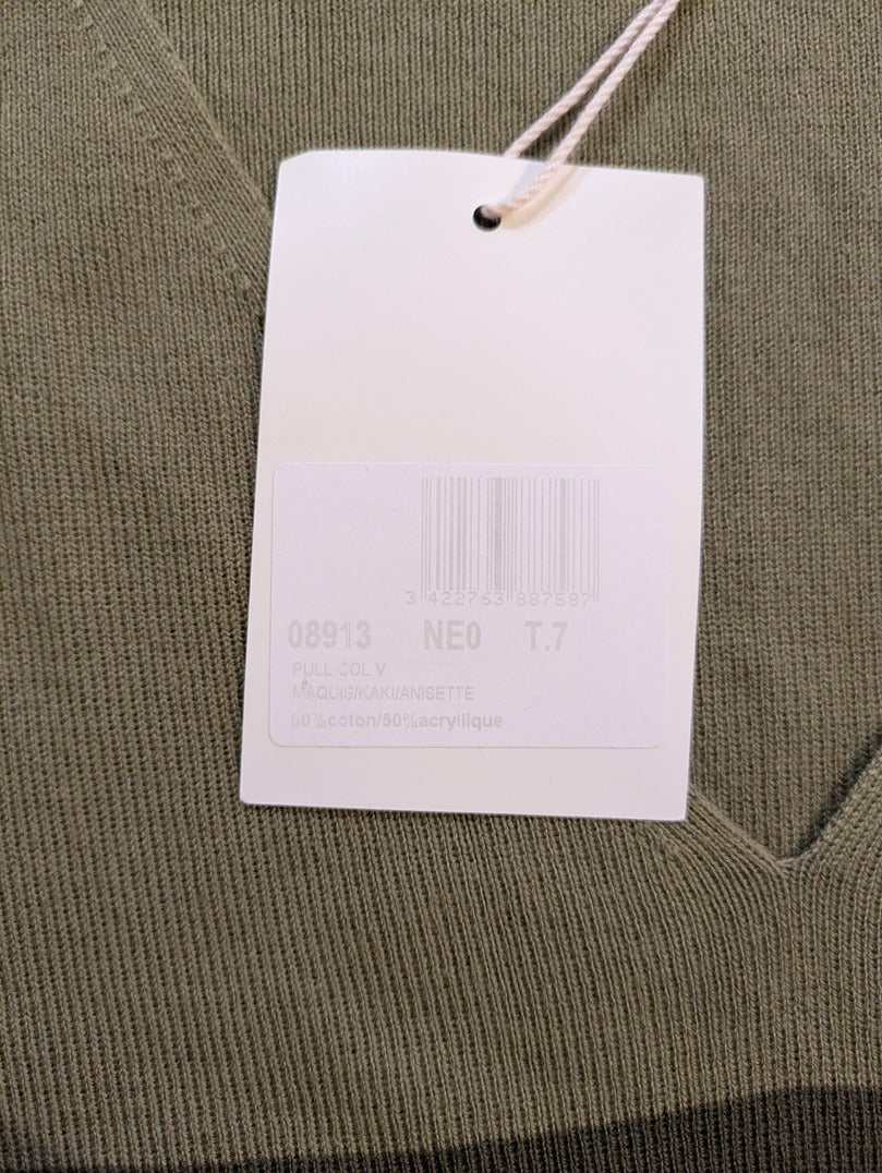 Pull Col V Amor-lux - L - Vert - Labag-35
