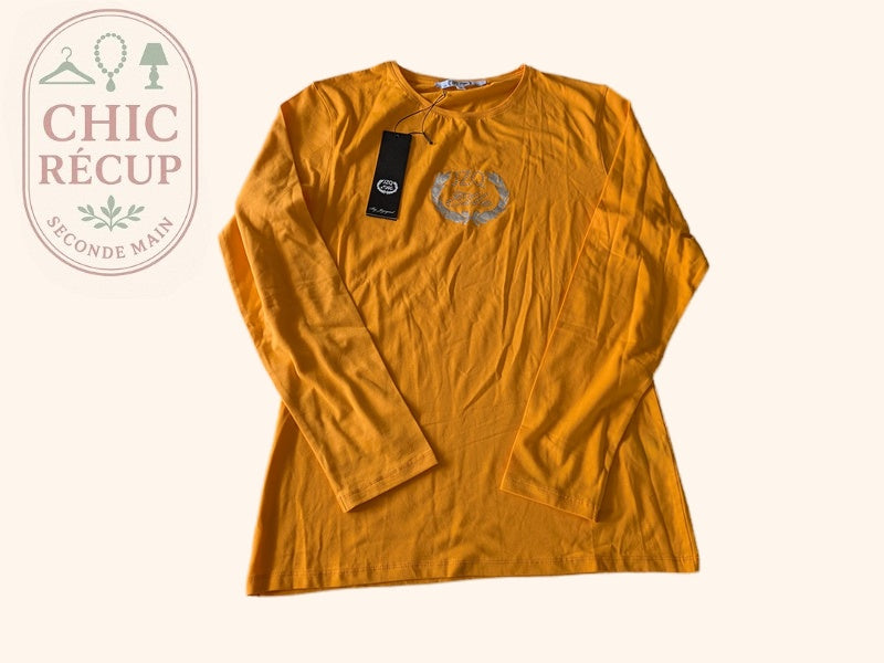 T-shirt Jzq Elle by Jezequel - 46 - Jaune - Logo strass