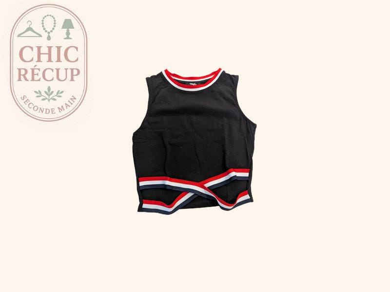 Crop top Jennyfer - S - Noir - Bandes tricolores