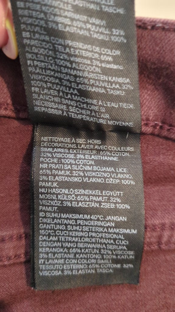 Pantalon slim H&m - 44 - Bordeaux - L.o.g.g.