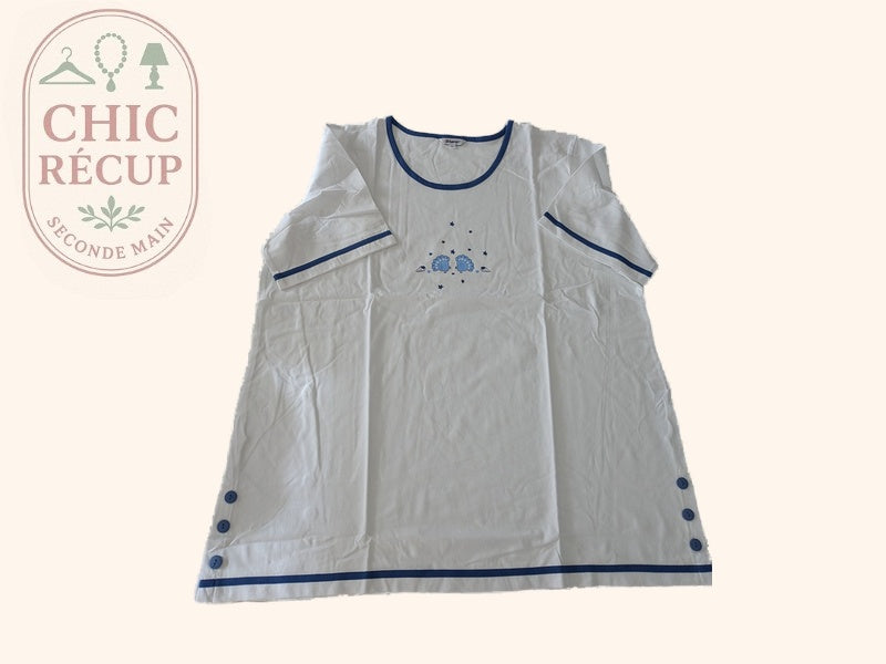 T-shirt Damart - L - Blanc - coton broderie