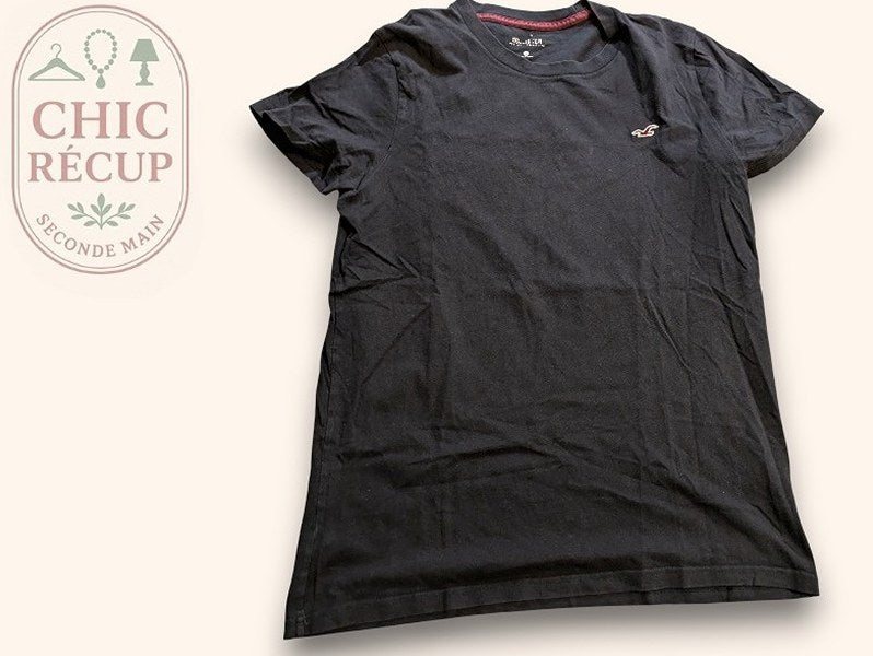 T-shirt Uni Hollister - S - Noir - Magil-8