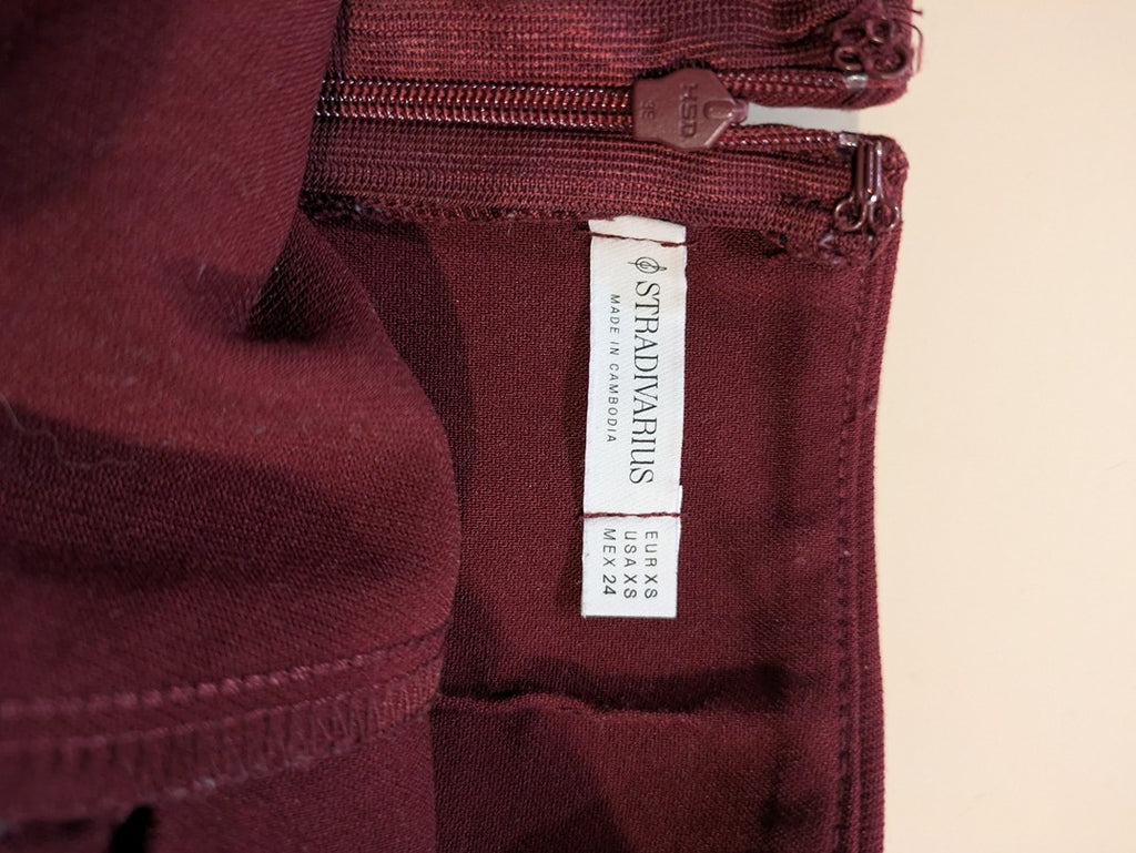Robe Sans Bretelles Stradivarius - Xs - Bordeaux - Vabar-17