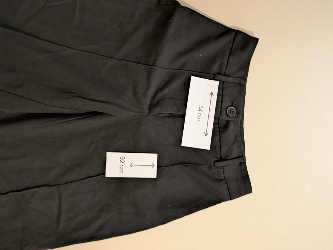 Pantalon Jambes Larges Bershka - 34 - Noir - Mache-11