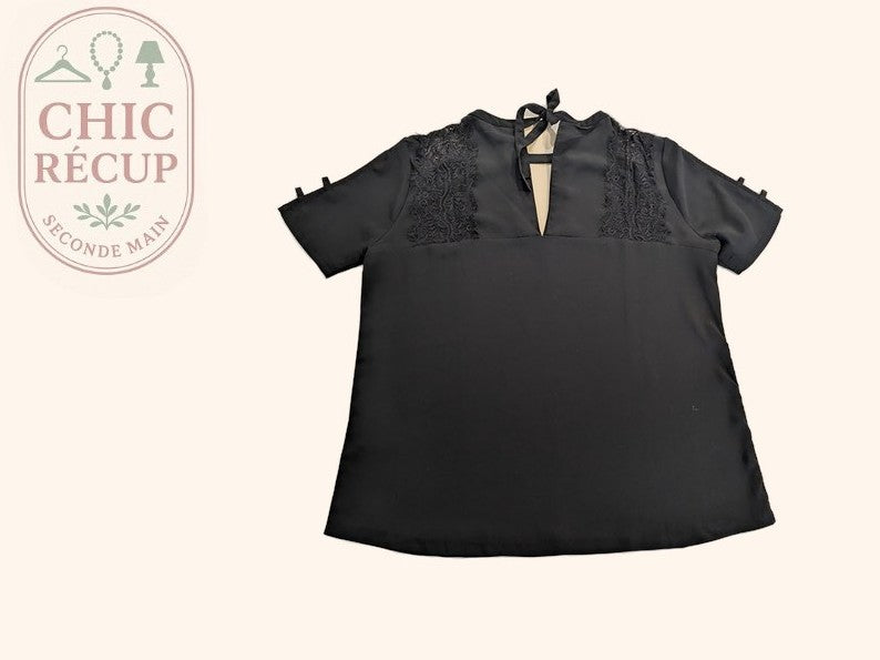 Blouse Kaporal - M - Noir - Dentelle