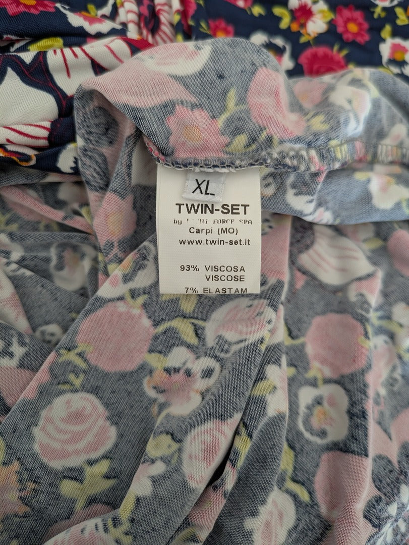 Robe midi Twin-set - Xl - Bleu marine - Floral