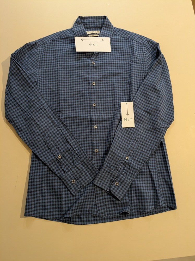 Chemise à carreaux Mango - Xs - Noir & Bleu - Malab-2