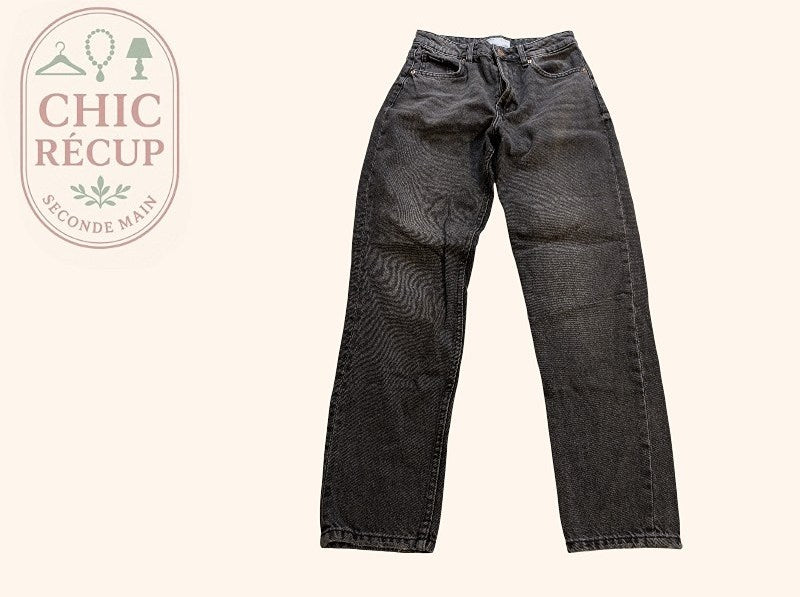 Jean Taille Haute Bershka - 34 - Gris - Vabar-05