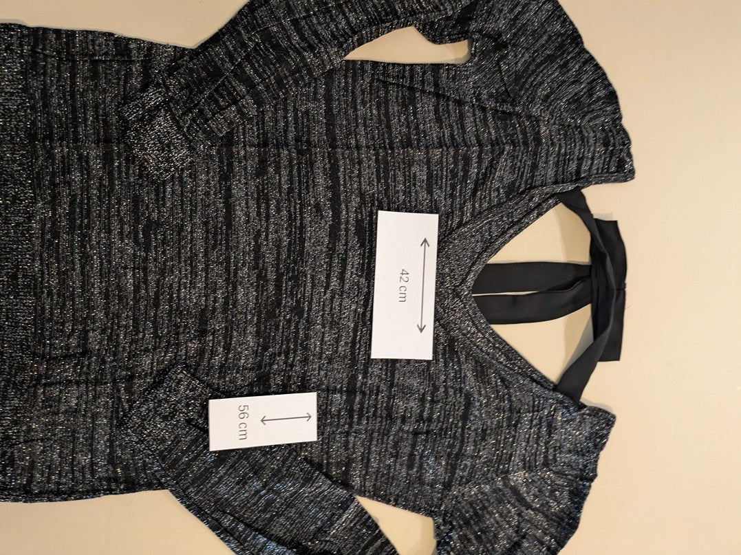 Pull col V Cache Cache - S - Noir Argenté