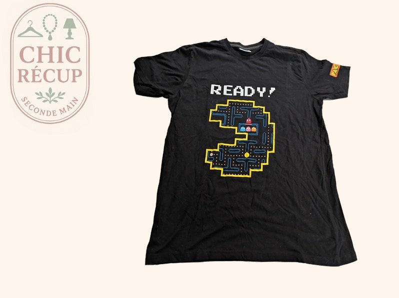 T-shirt Imprimé Pac-man - Taille L - Noir - Audeb-90