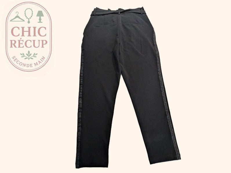 Pantalon Only - M - Noir - taille haute à bande latérale
