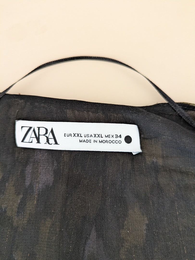 Robe midi Zara - Xxl - Kaki - Imprimée