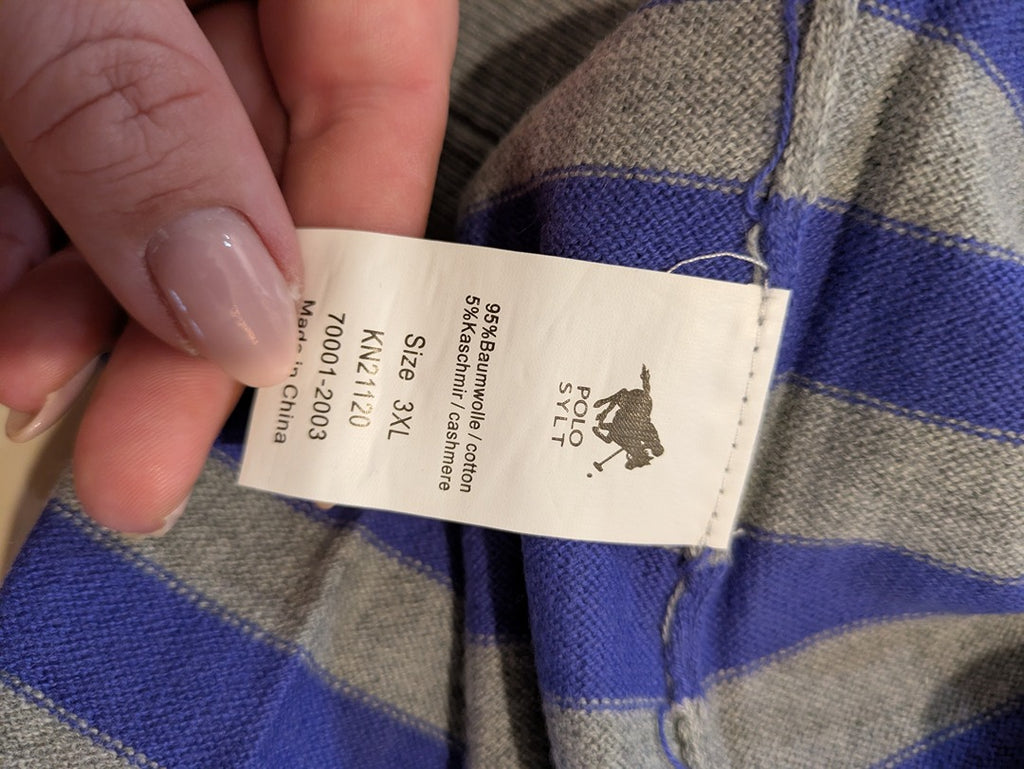 Pull Col V Polo Sylt - Xxxl - Gris/bleu - Labag-197