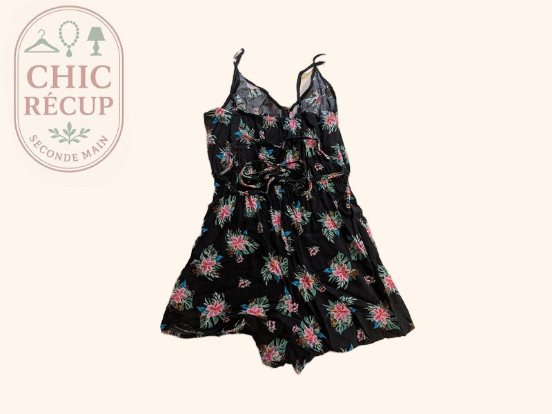 Combishort Tally Weijl - Xs - Noir - Fleurs