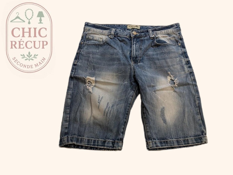 Short en jean Diker Jeans - 34 - Bleu - Distressed