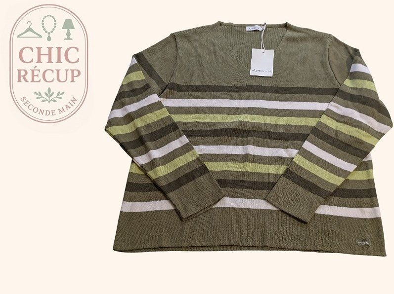 Pull Col V Amor-lux - L - Vert - Labag-35