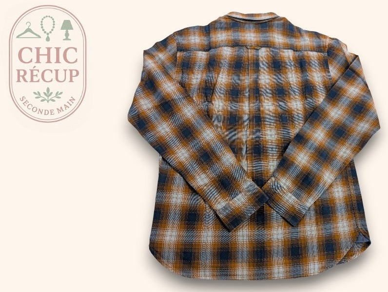 Chemise homme à carreaux jaune et bleu taille S Jules