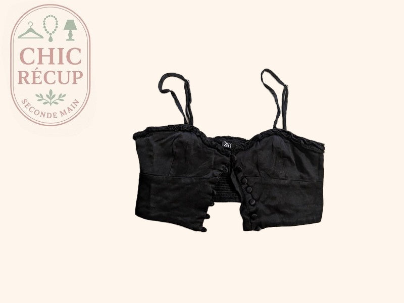 Crop top Zara - S - Noir - Boutonné