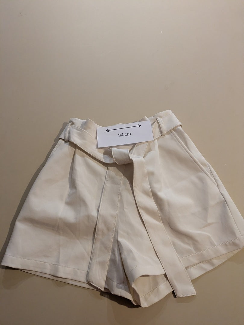 Short Taille Haute Pull & Bear - 34 - Crème - Mache-10