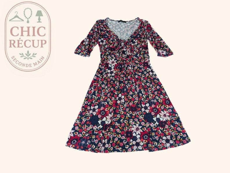 Robe midi Twin-set - Xl - Bleu marine - Floral