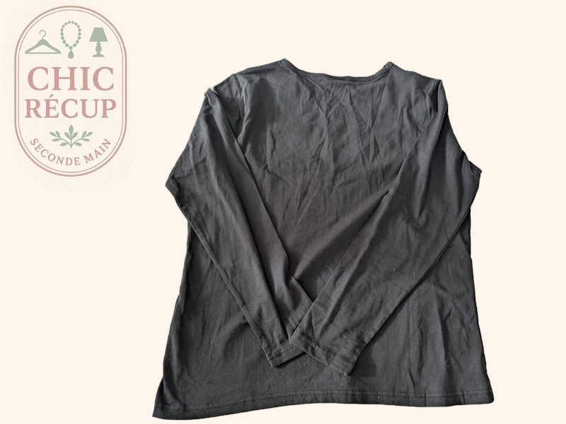 T-shirt manches longues Damart - L - Gris - Broderie