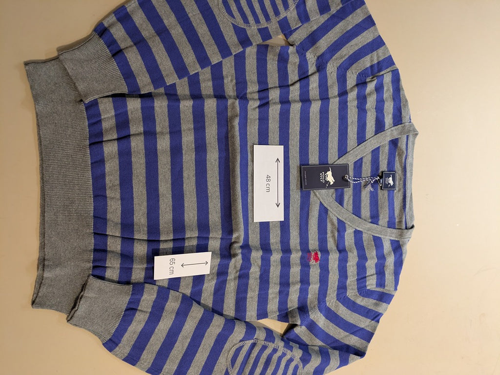 Pull Col V Polo Sylt - Xxxl - Gris/bleu - Labag-197
