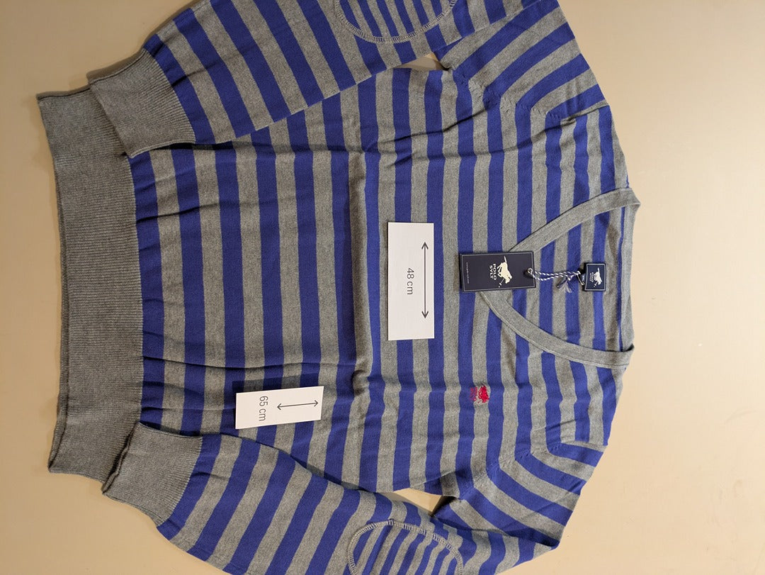 Pull Col V Polo Sylt - Xxxl - Gris/bleu - Labag-197